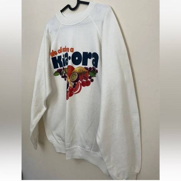 Hanes Kia Ora sweatshirt jumper graphic print white vintage Made in USA size XL - Picture 3 of 11